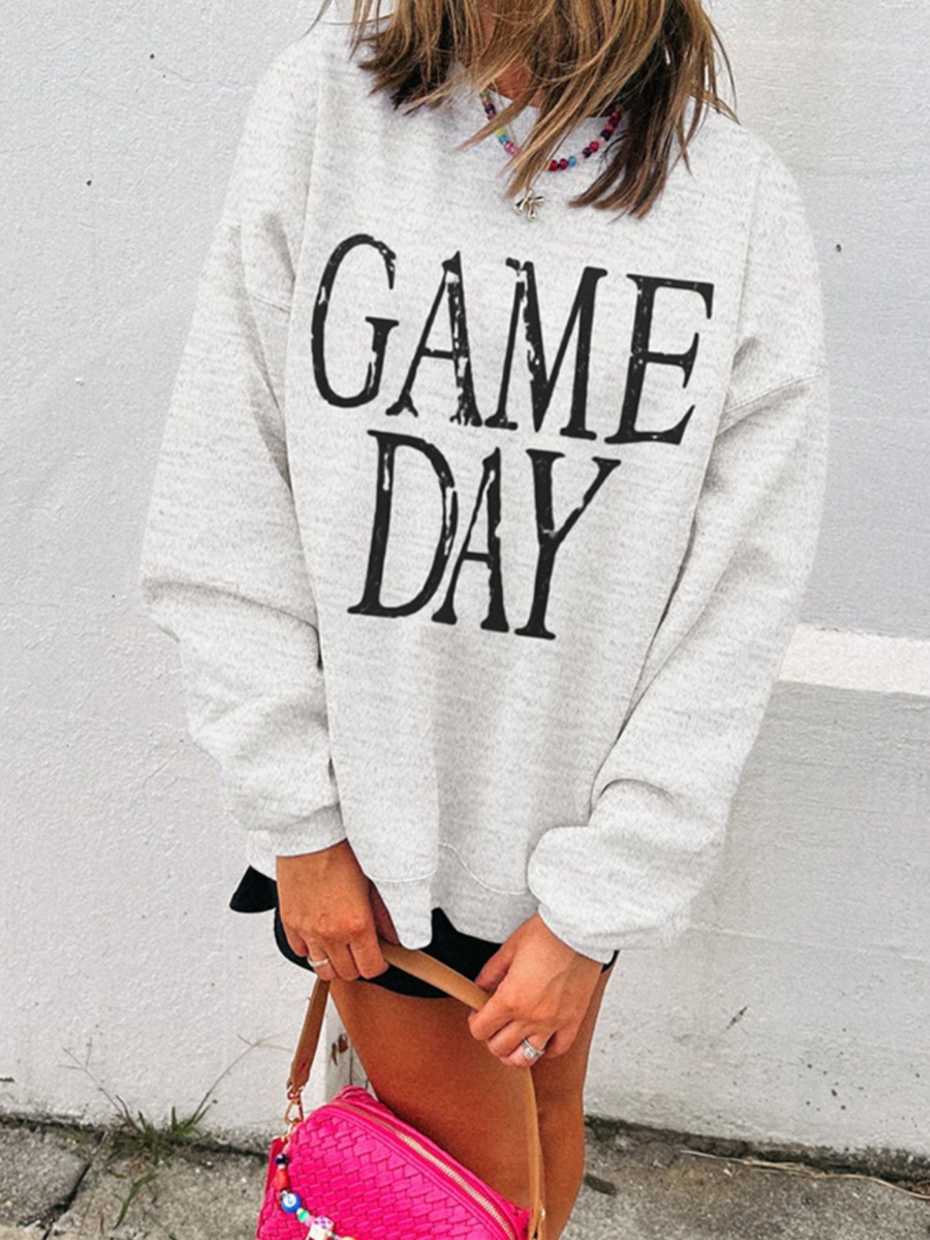 Washed GAME DAY Graphic Baggy Sweatshirt