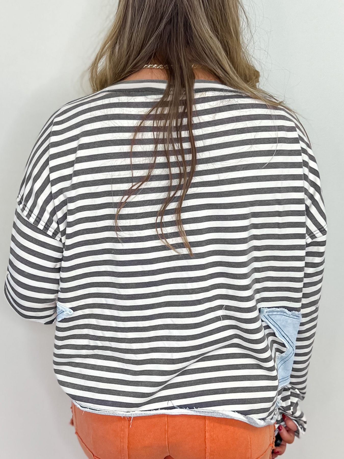 Star Striped Dropped Shoulder Sweatshirt