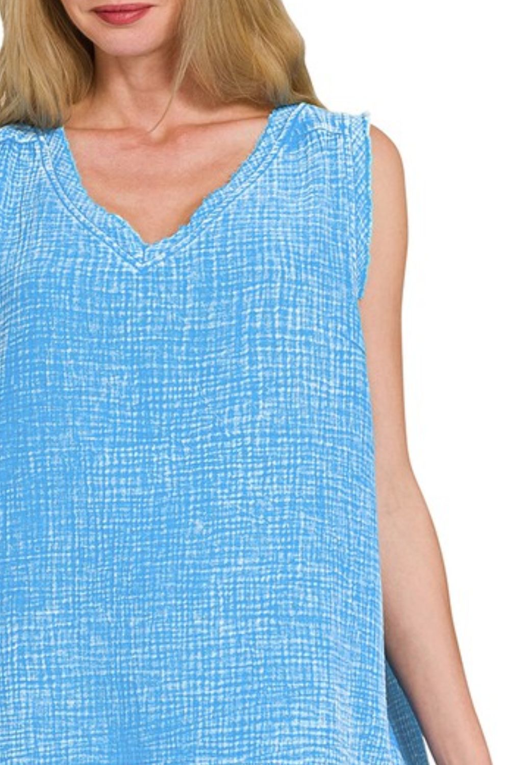 Double Gauze Raw Edge Acid Washed Tank