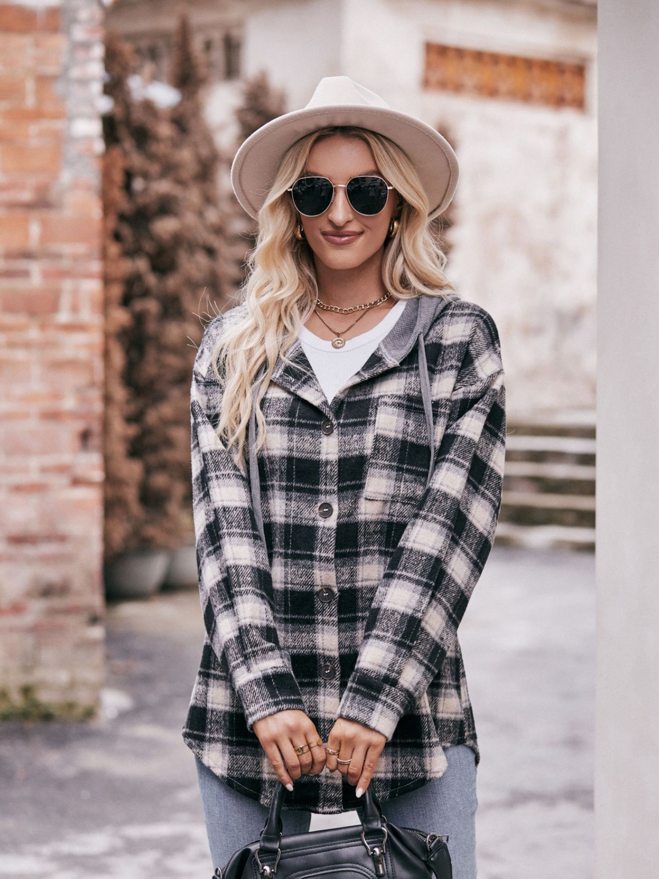 Oversized Plaid Button Up Shacket