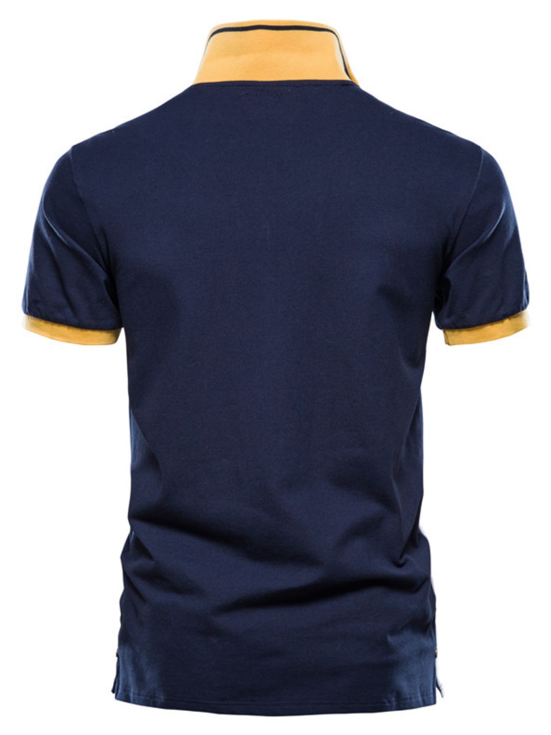 Men's Embroidered Collared Neck Striped Contrast Polo