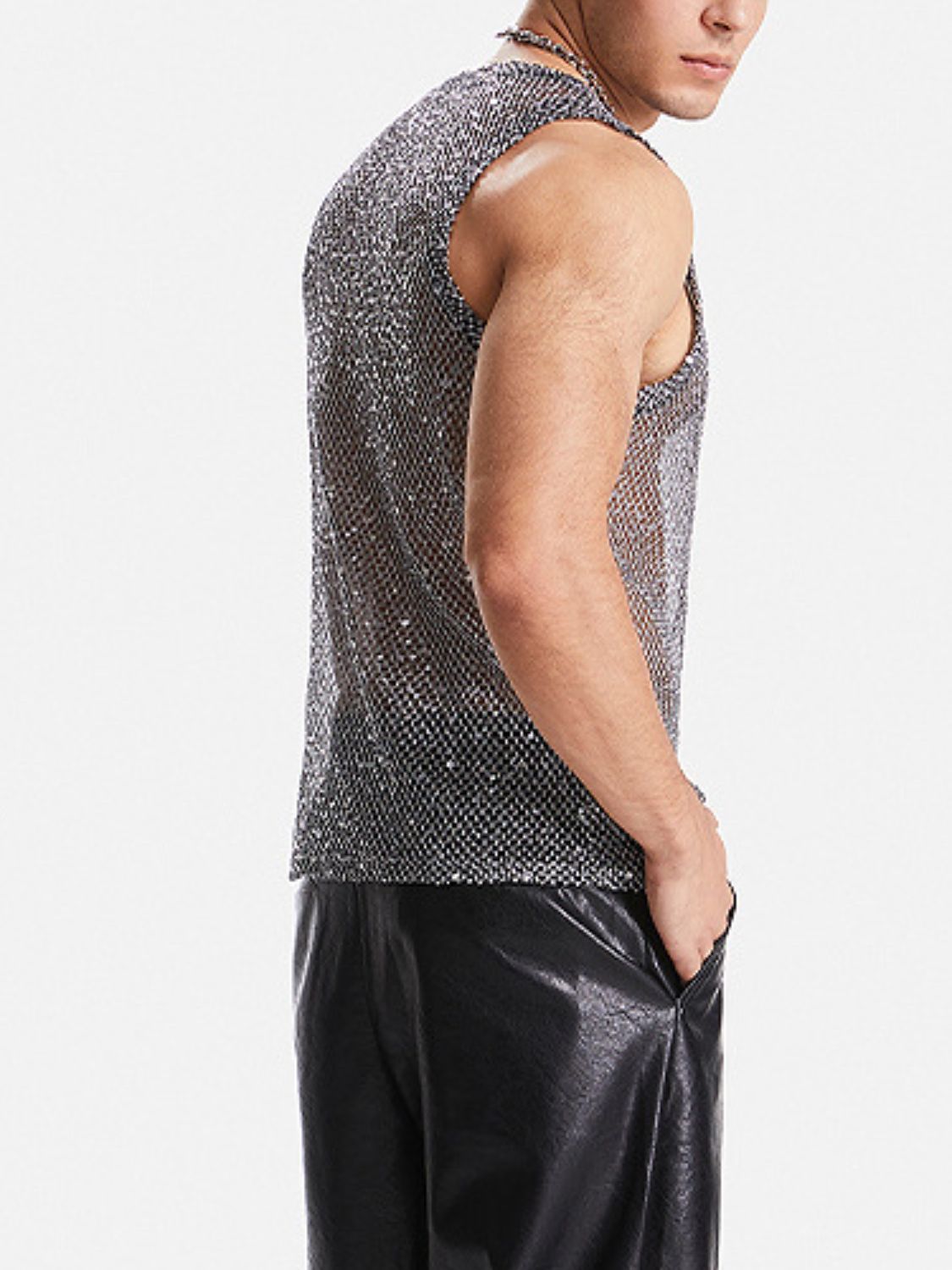 Men's Sequin Round Neck Tank