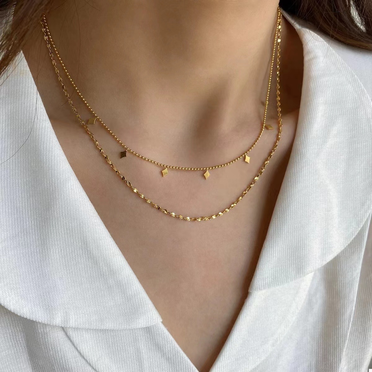 18K Gold-Plated Double Layered Necklace