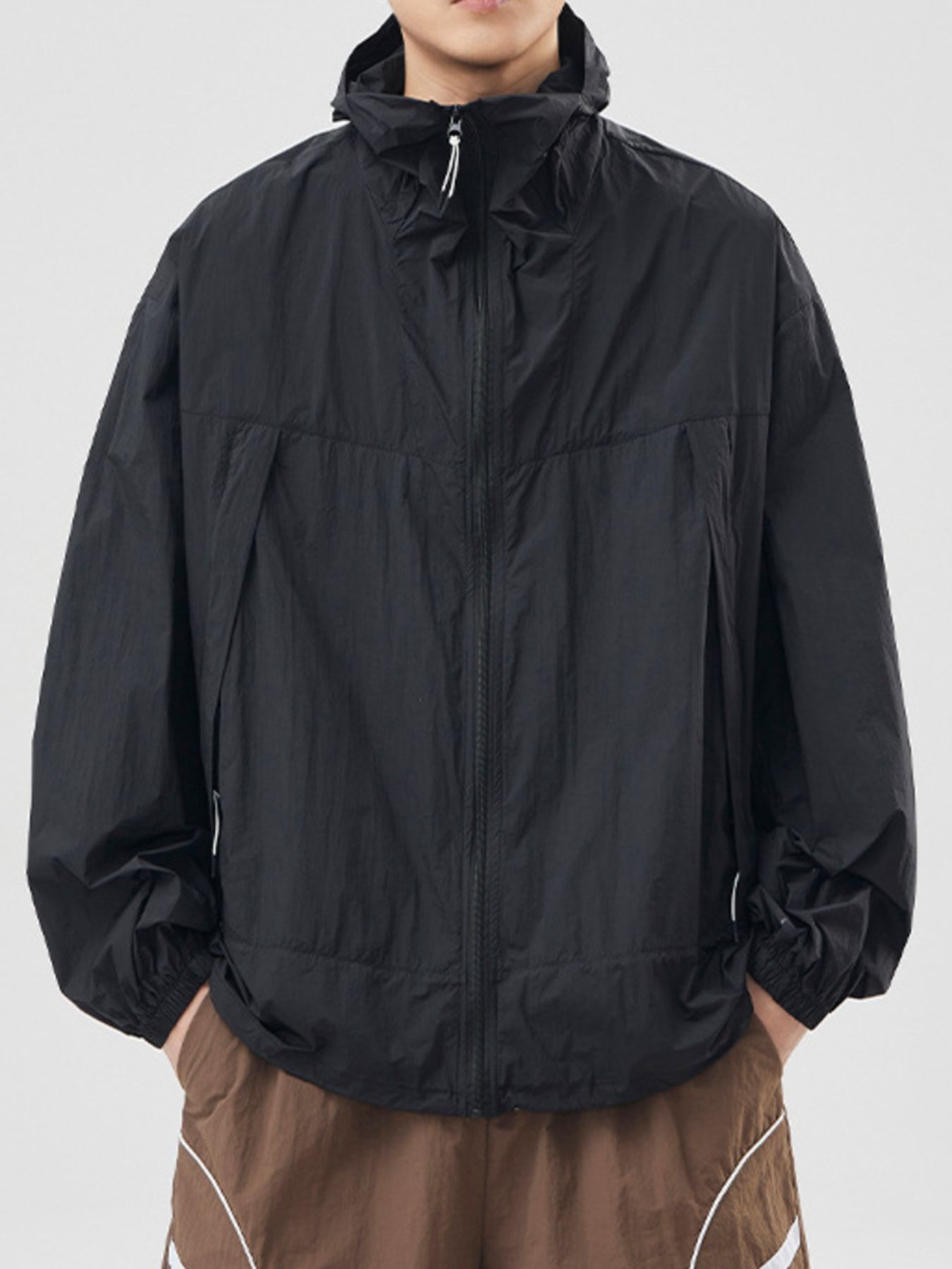 Men's Plus Size Lightweight Hooded Windbreaker Jacket