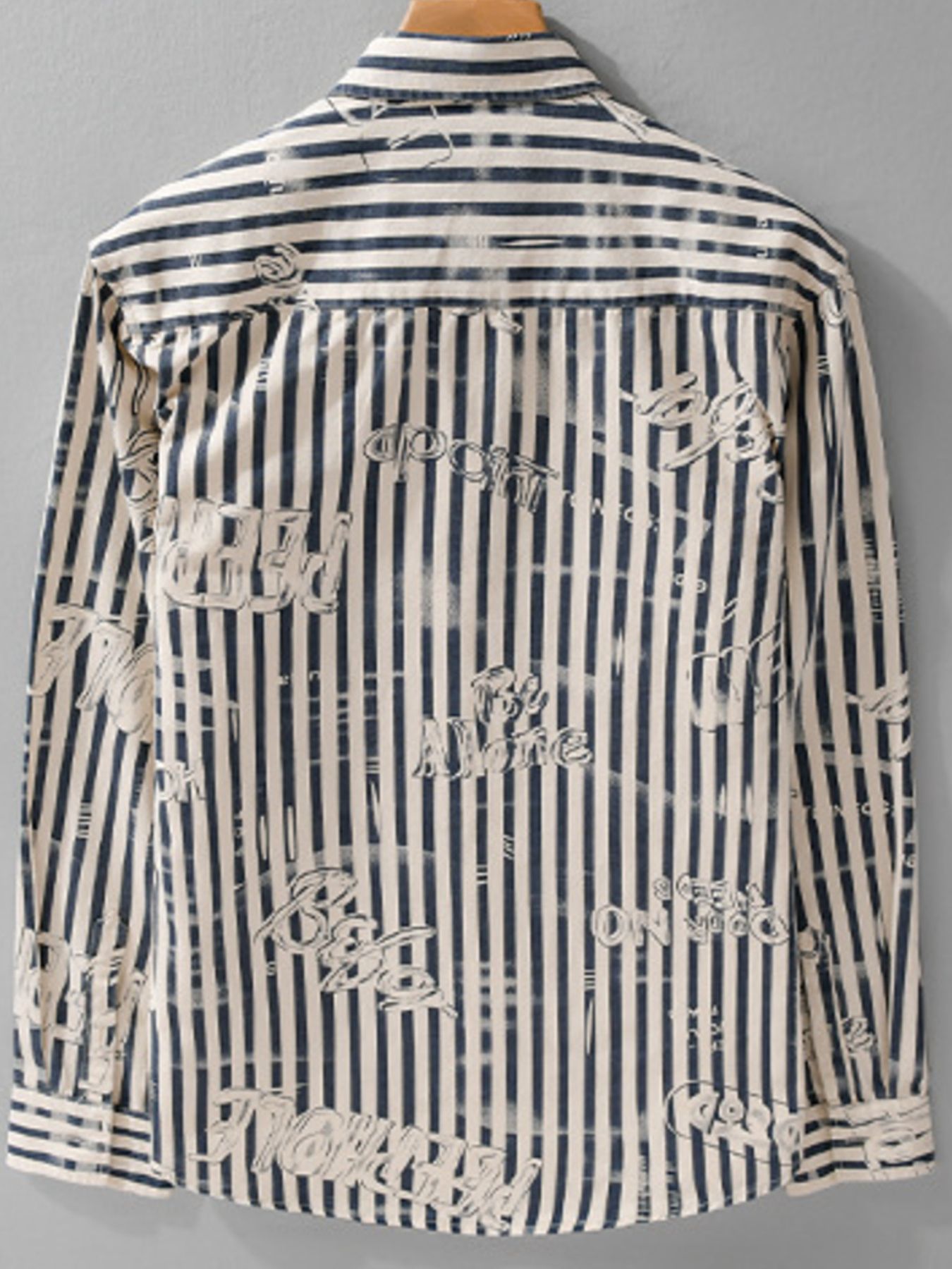 Men's Plus Size Striped Button Up Long Sleeve Shirt