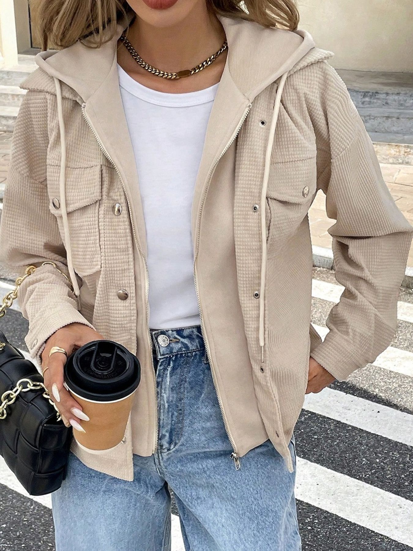 Thermal Knit Textured Hooded Jacket