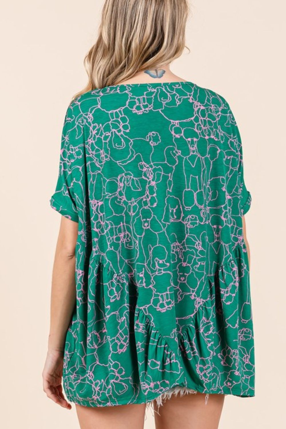 Abstract Print Round Neck Short Sleeve Top