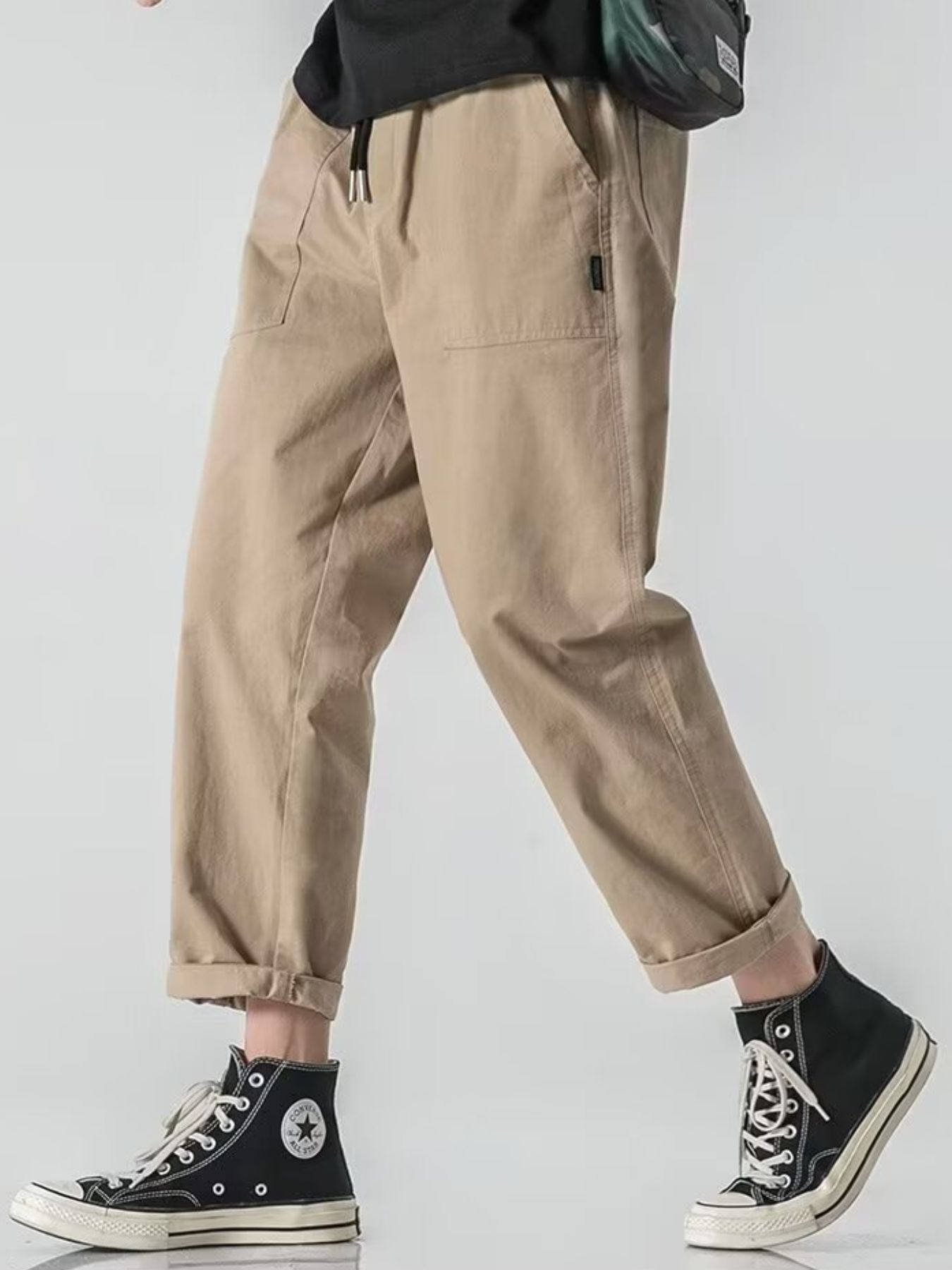 Men's Plus Size Drawstring Wide Leg Pants