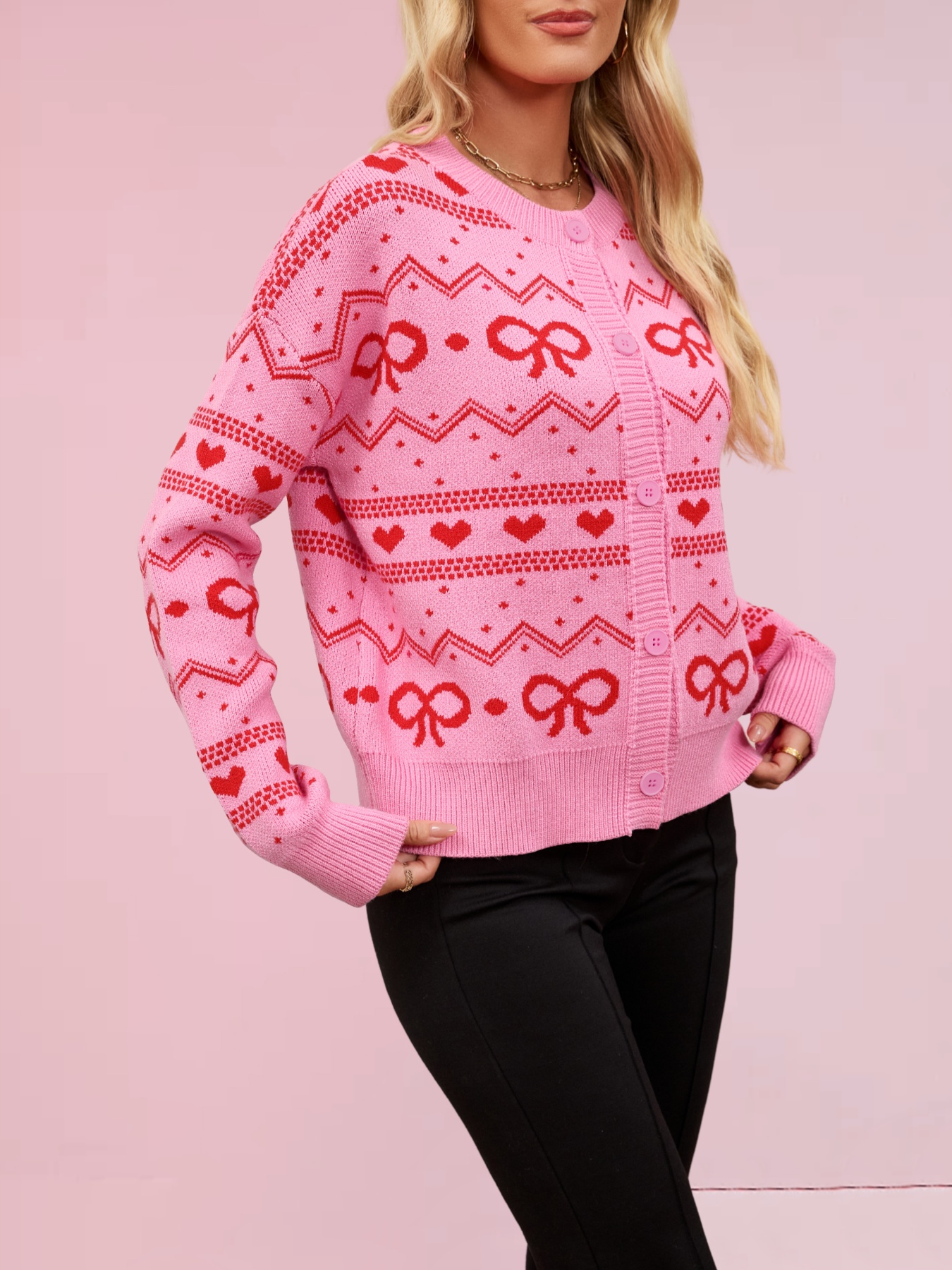 Bowknot Pattern Knit Cardigan