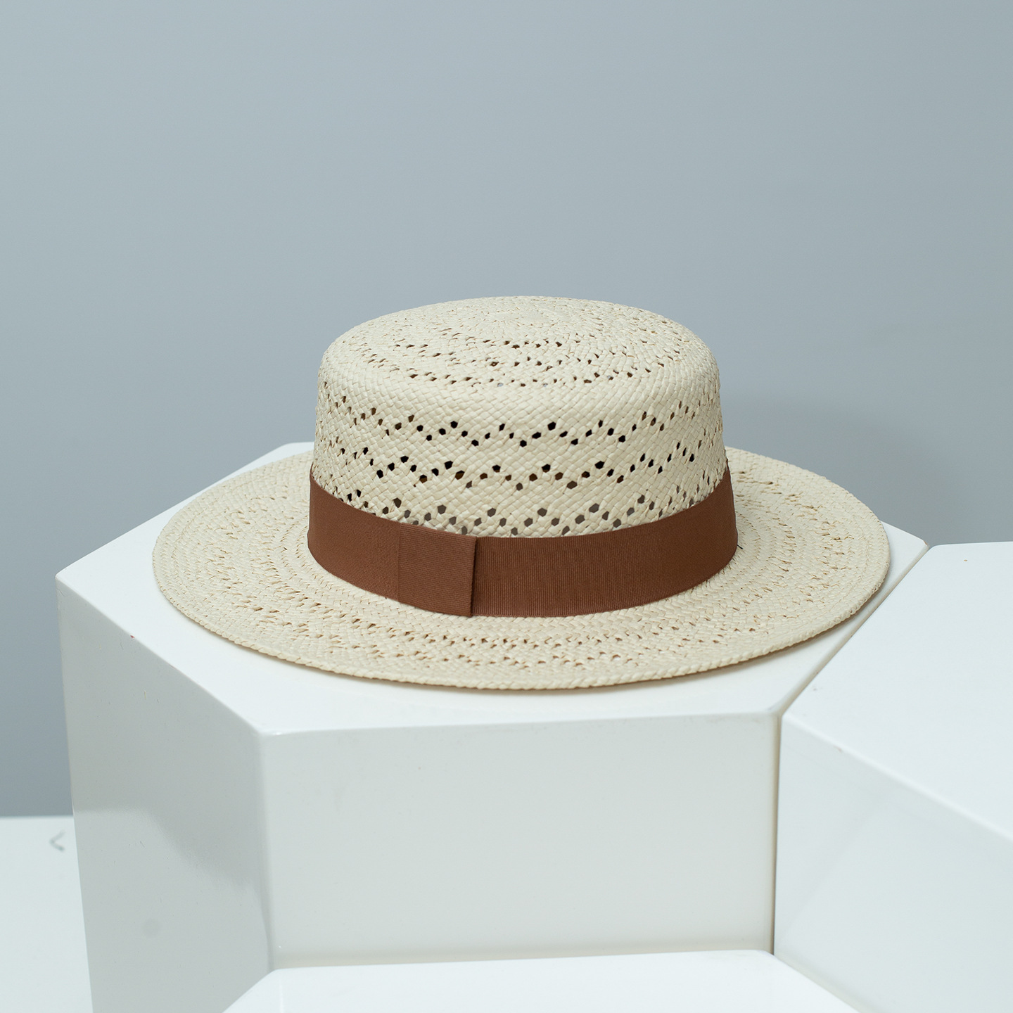 Woven Straw Boater Hat with Ribbon 4