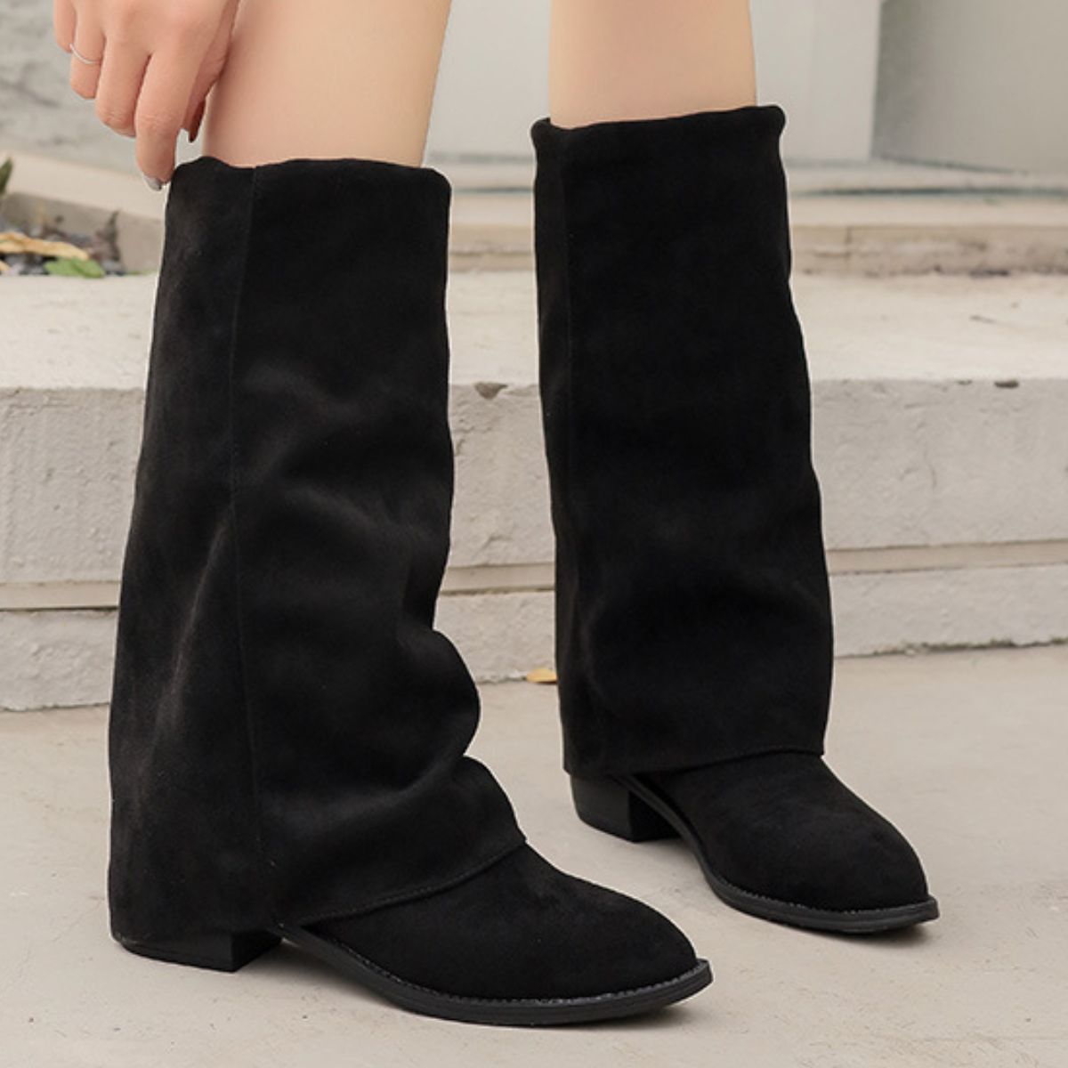 Point Toe Block Heels Boots