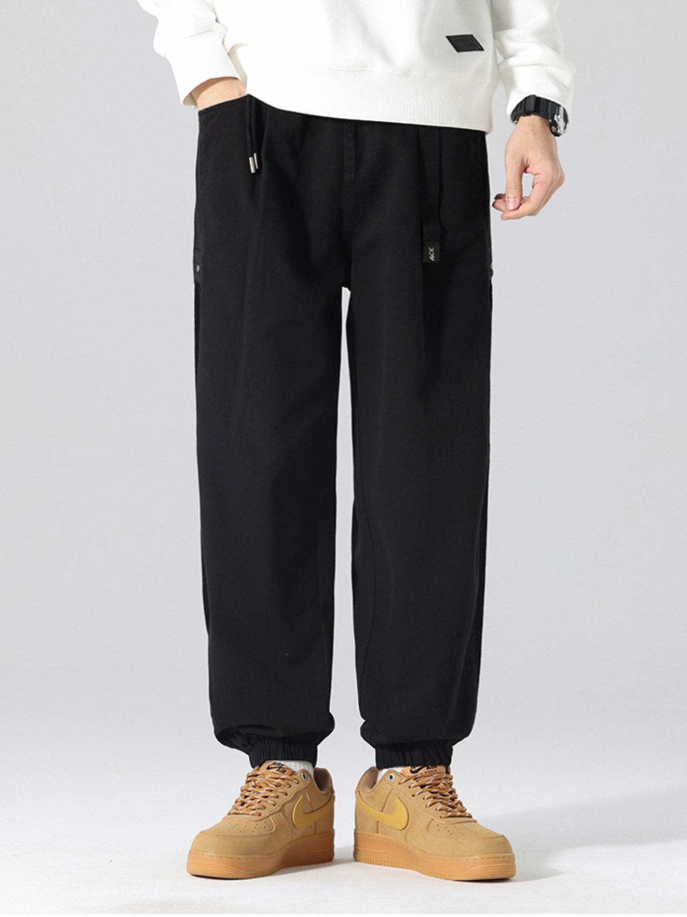 Men's Plus Size Drawstring Cargo Joggers with Pockets