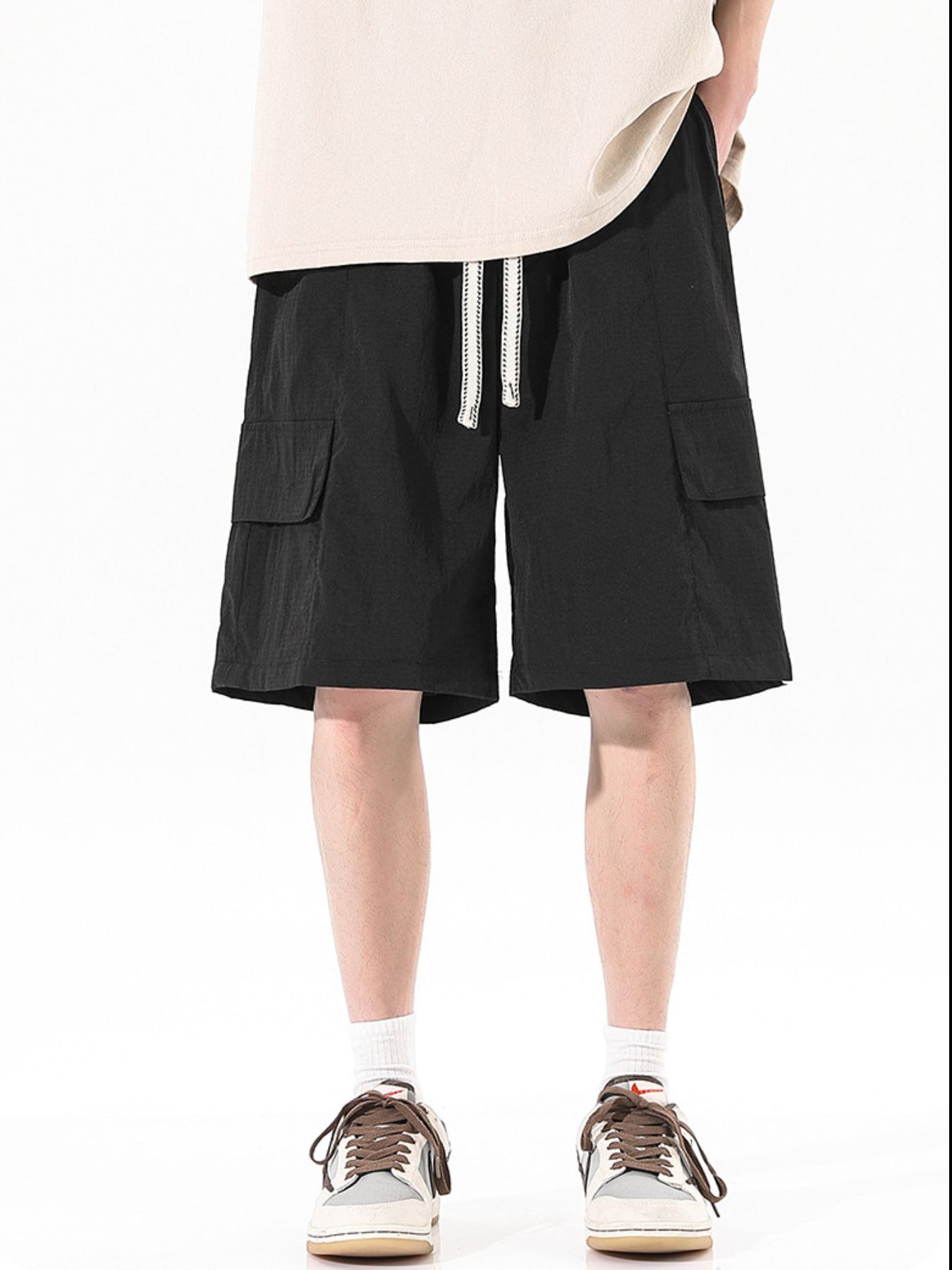 Men's Plus Size Cargo Drawstring Shorts