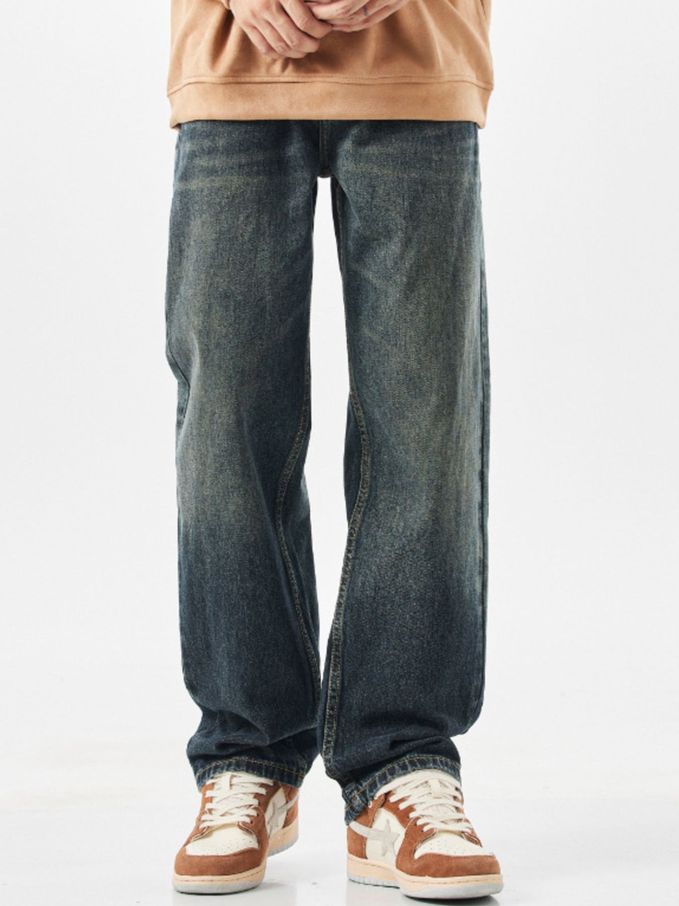 Men's Vintage Wash Wide Leg Jeans