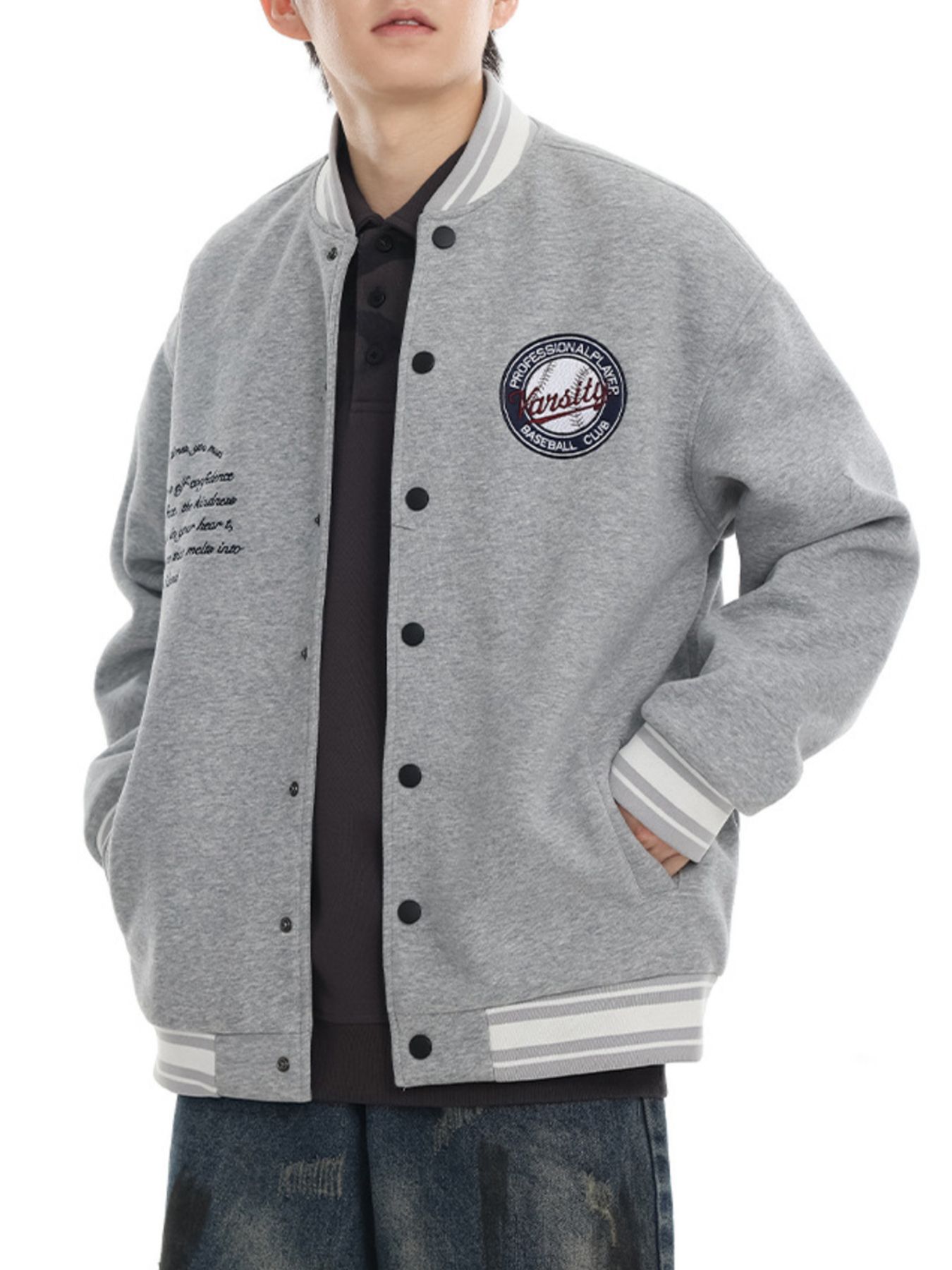 Men's Plus Size Snap Down Dropped Shoulder Jacket