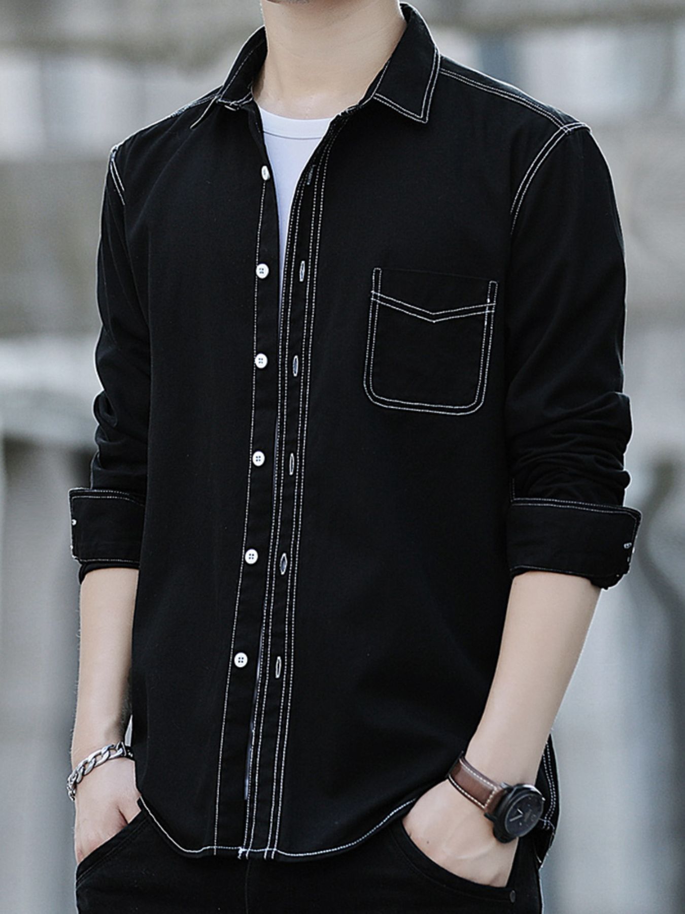 Men's Full Size Button Up Long Sleeve Shirt Plus Size