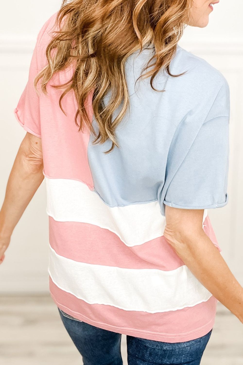 Patriotic Star Color Block T-Shirt