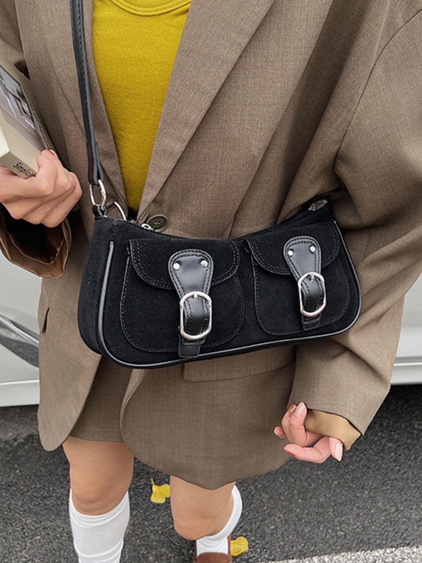 Buckle Decor Shoulder Bag