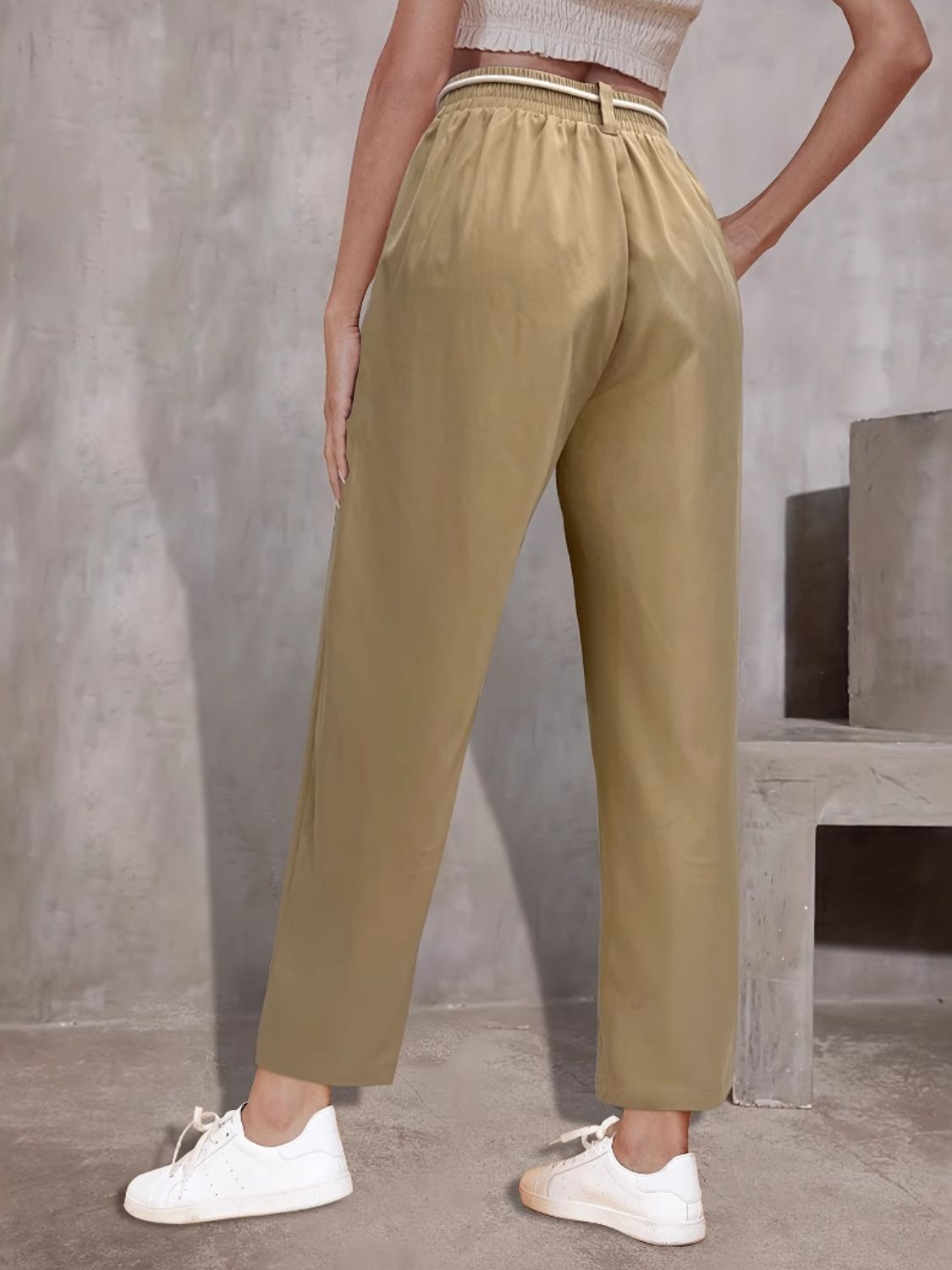 Tie Waist Straight Leg Pants