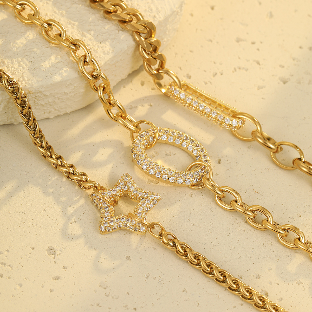 18K Gold-Plated Rhinestone Chain Bracelet