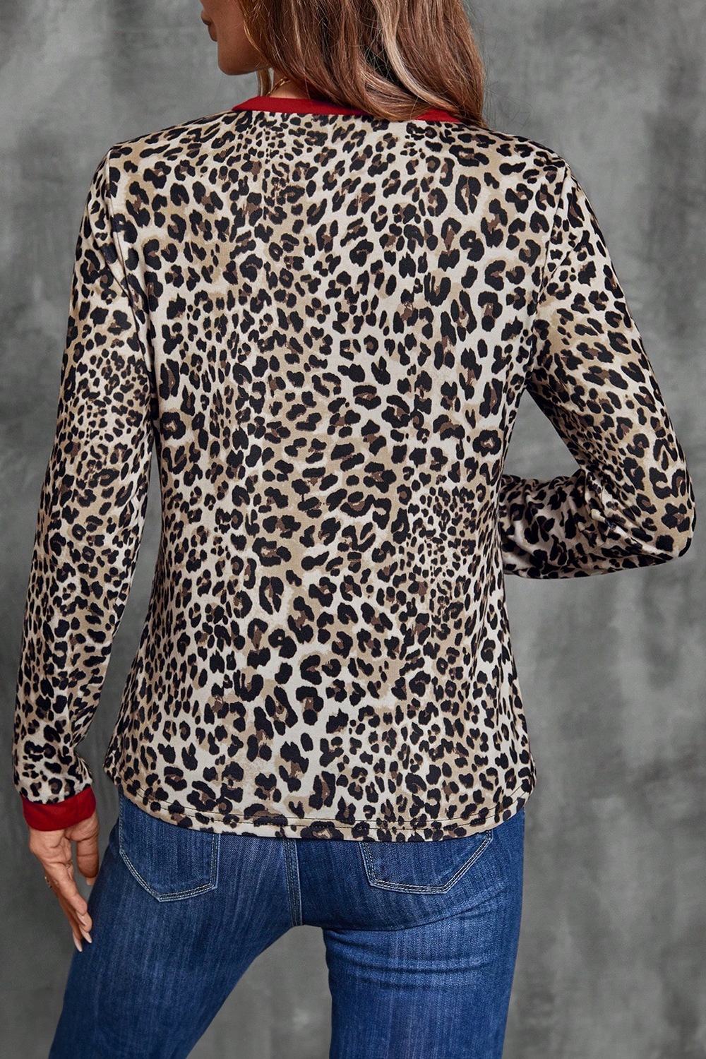 Leopard Print Long Sleeve Blouse