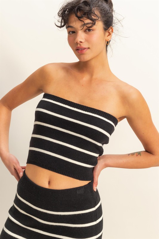 Striped Knit Tube Top