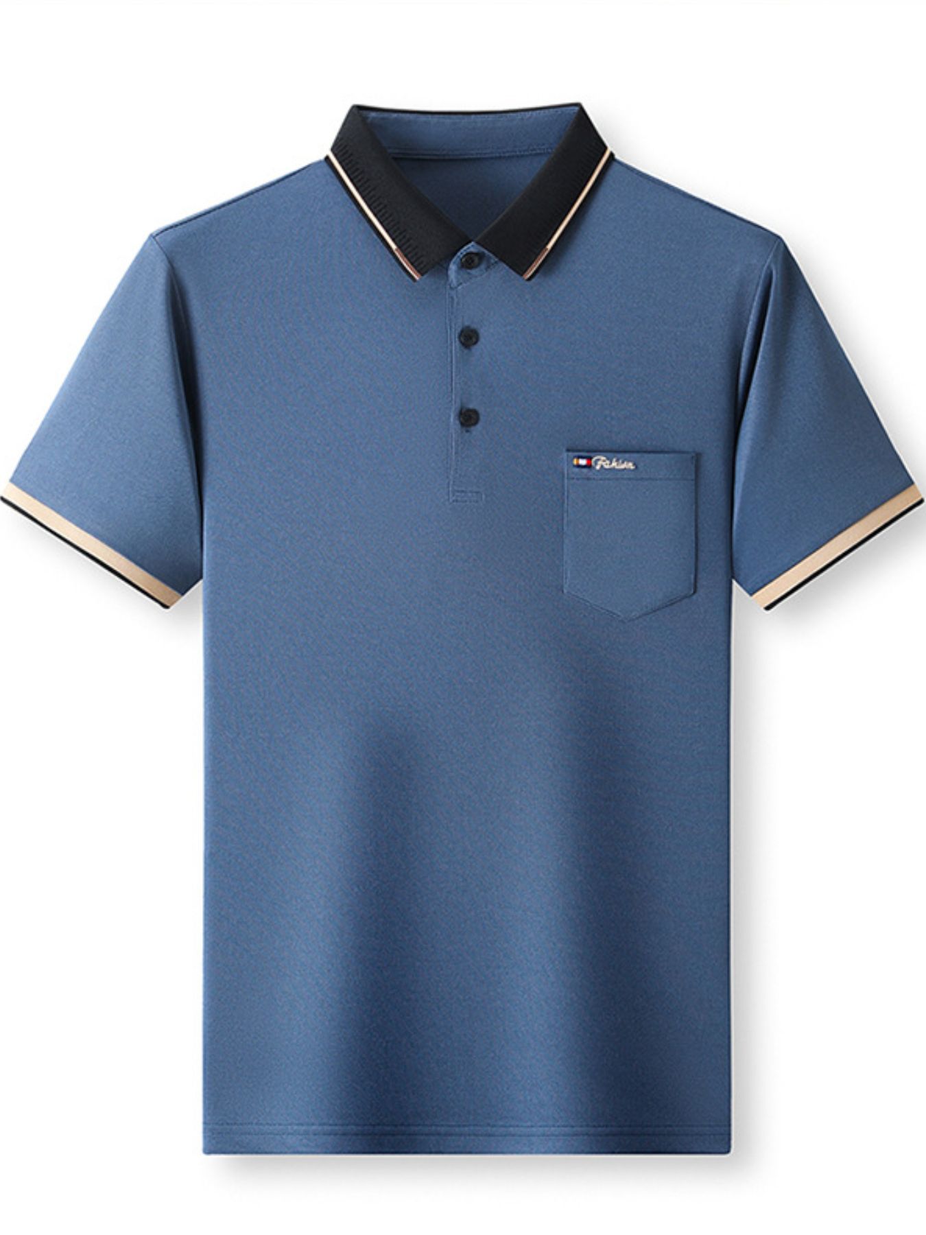 Men's Plus Size Contrast Collar Short Sleeve Polo