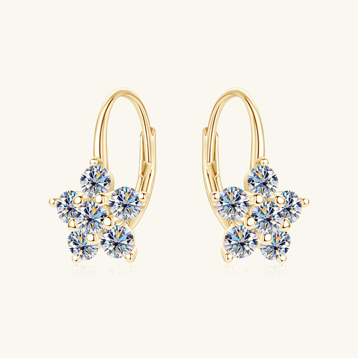 1.2 Carat 925 Sterling Silver Moissanite Flower Huggie Earrings