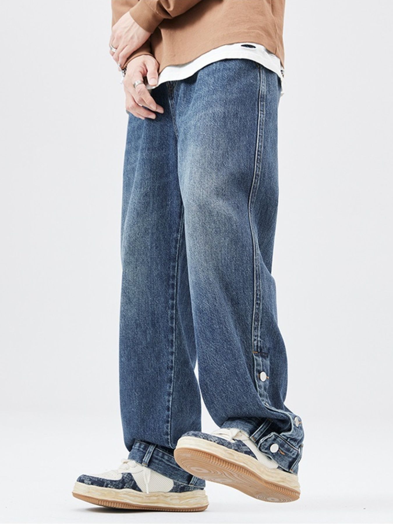 Men's Full Size Wide Leg Relaxed Fit Jeans Plus size