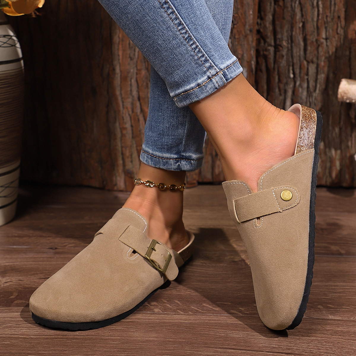 Buckle Round Toe Flats Slip-Ons
