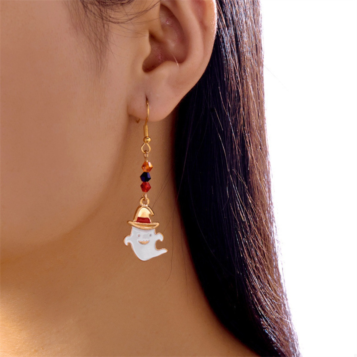 Halloween Ghost Pumpkin Drop Earrings