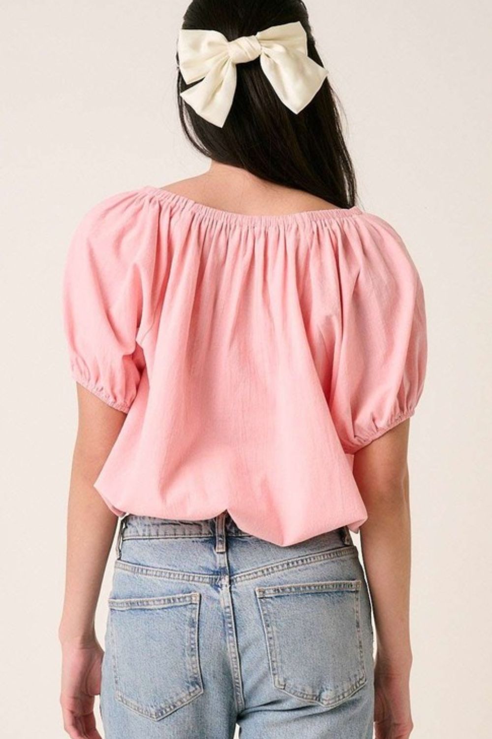 Linen Two-Way Short Sleeve Crop Blouse