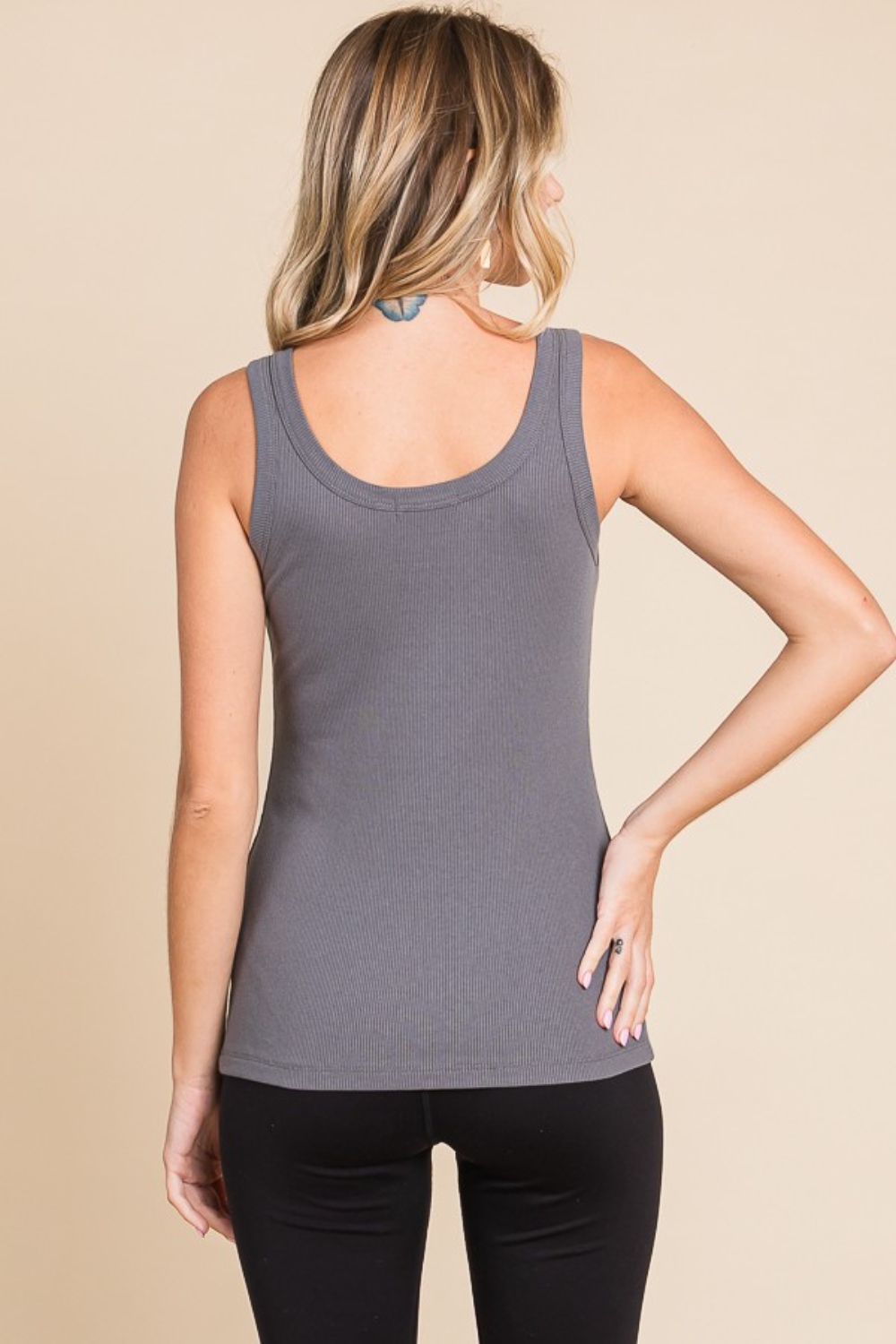 Full Size Ribbed Scoop Neck Tank