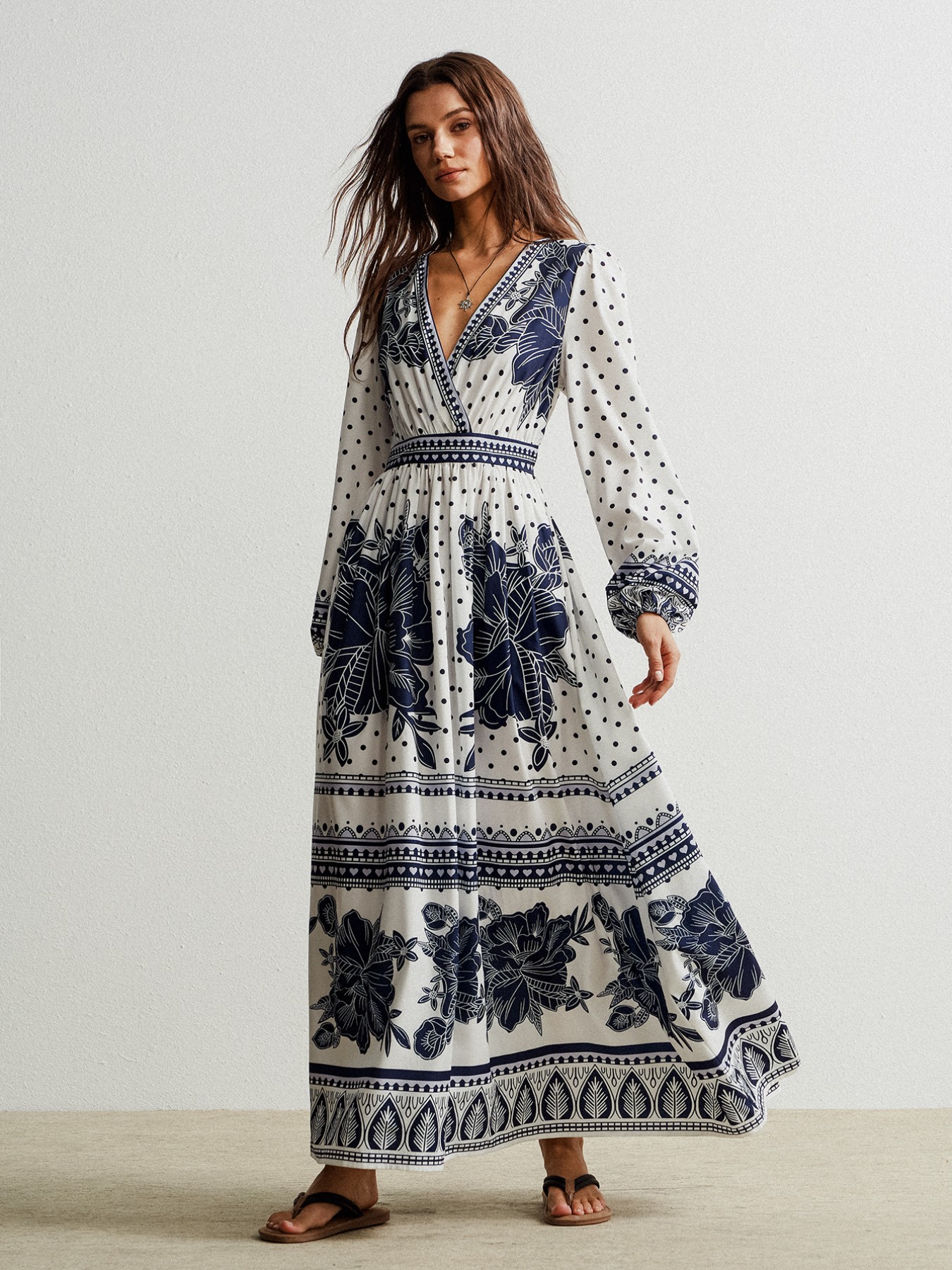 Floral Print Long Sleeve Maxi Dress