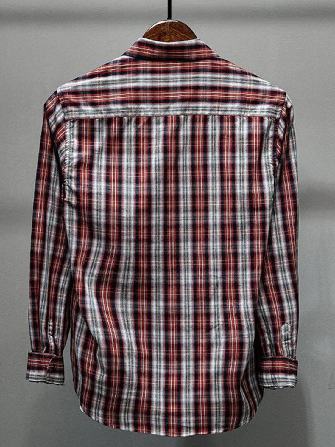 Men's Plus Size Plaid Button Up Long Sleeve Shirt