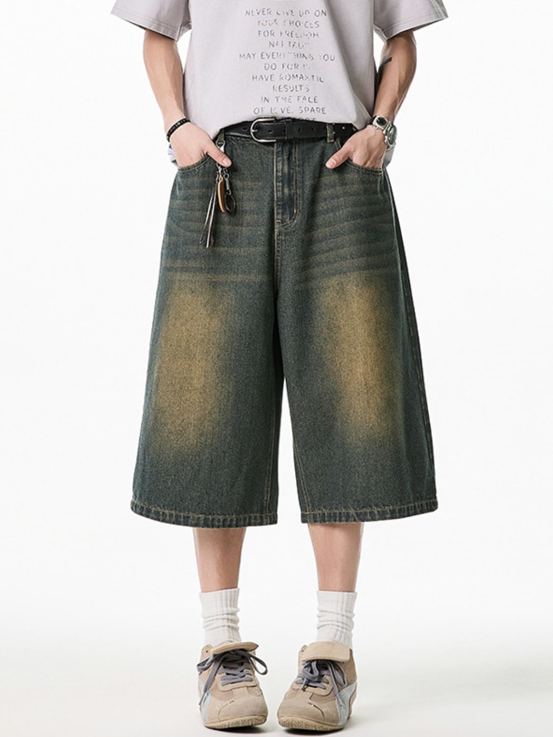 Men's Plus Size Pocketed Denim Shorts