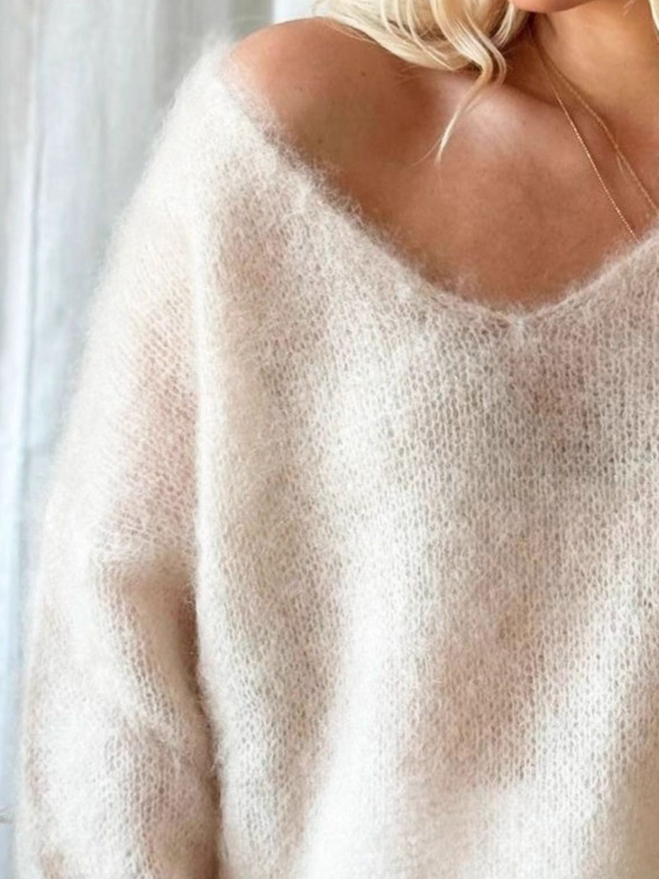 V-Neck Dropped Shoulder Sweater