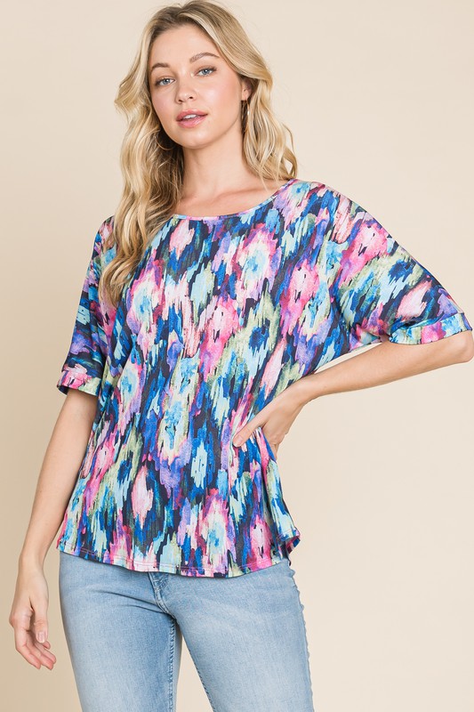 Lightweight Contrast Round Neck Short Sleeve T-Shirt