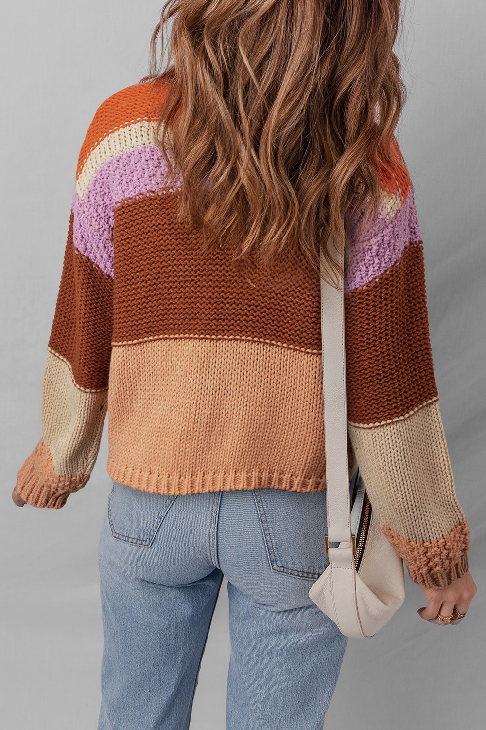 Colorblock Striped Round Neck Sweater