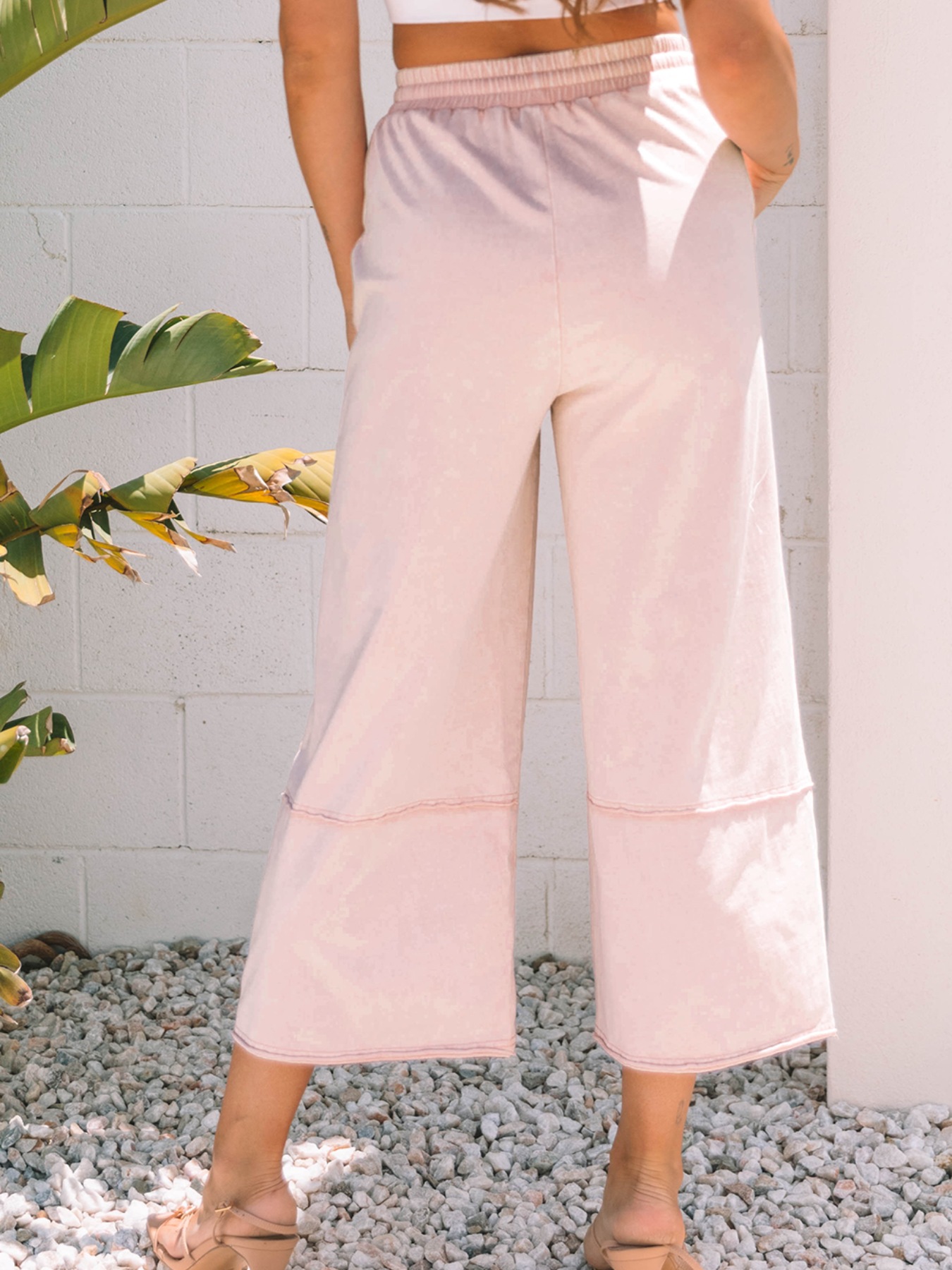 Floral Wide Leg Crop Pants with Drawstring Waistband