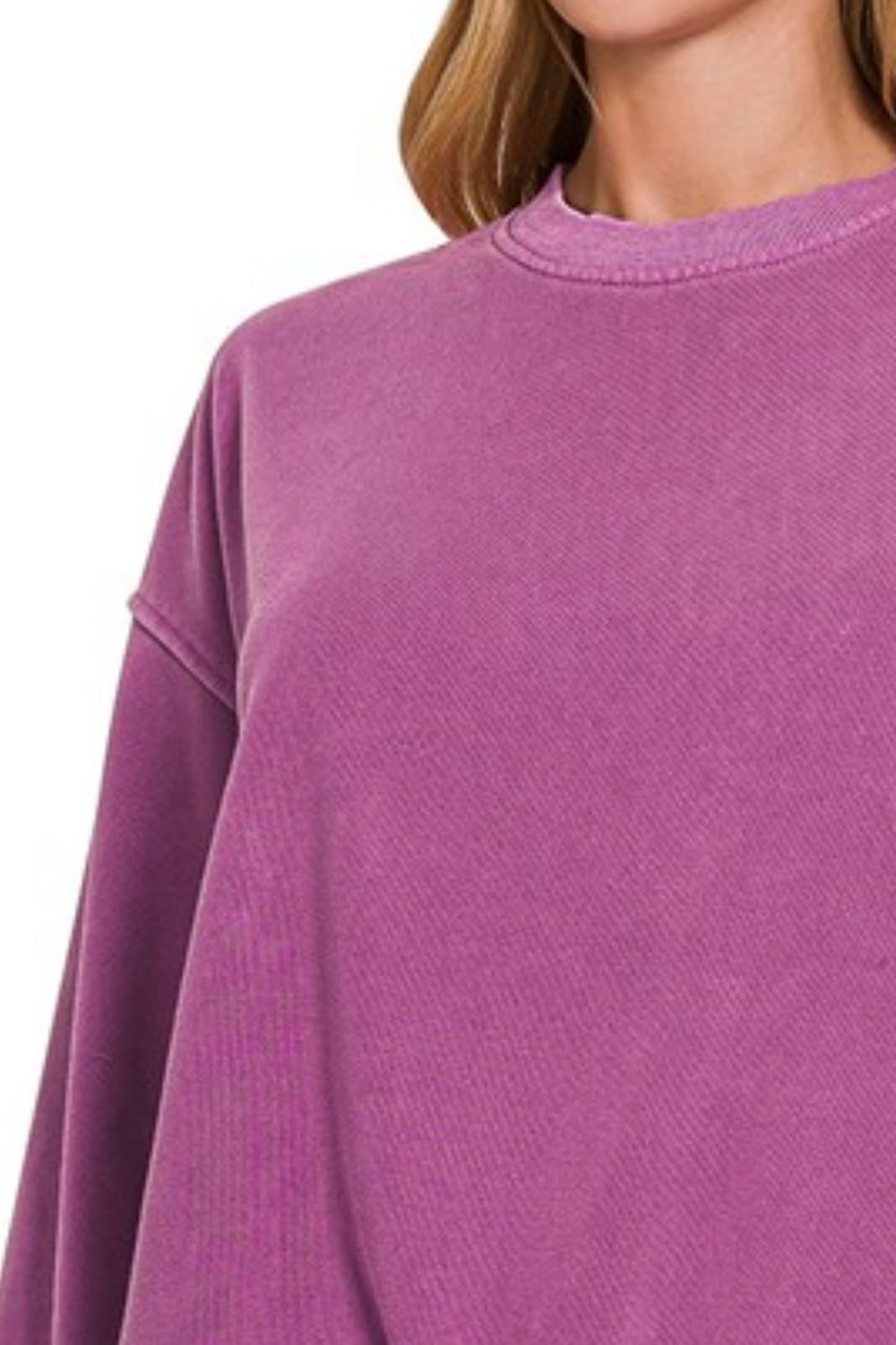 Soft Fleece Pigment Dye Round-neck Sweatshirts