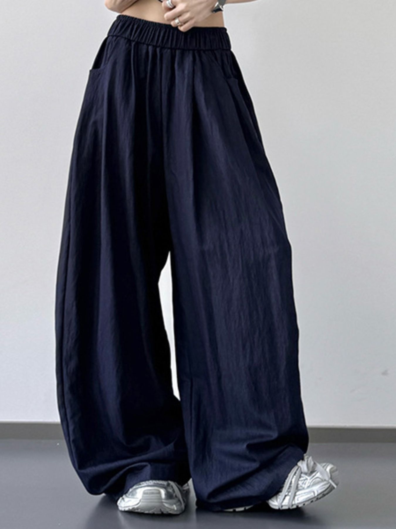 Wide Leg Pants with Elastic Waistband