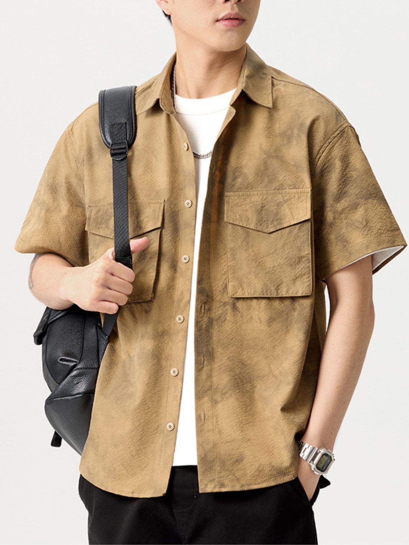 Men's Plus Size Button Up Short Sleeve Shirt