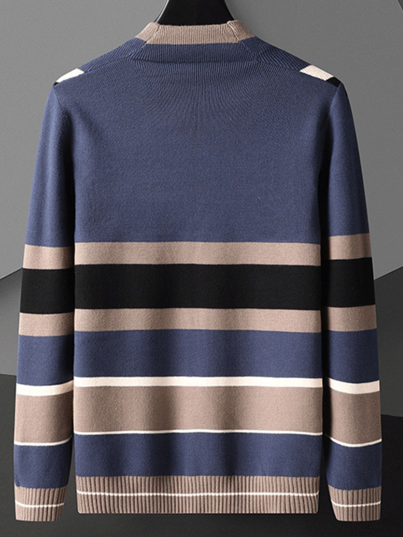 Men's Plus Size Striped Open Front Knit Cardigan