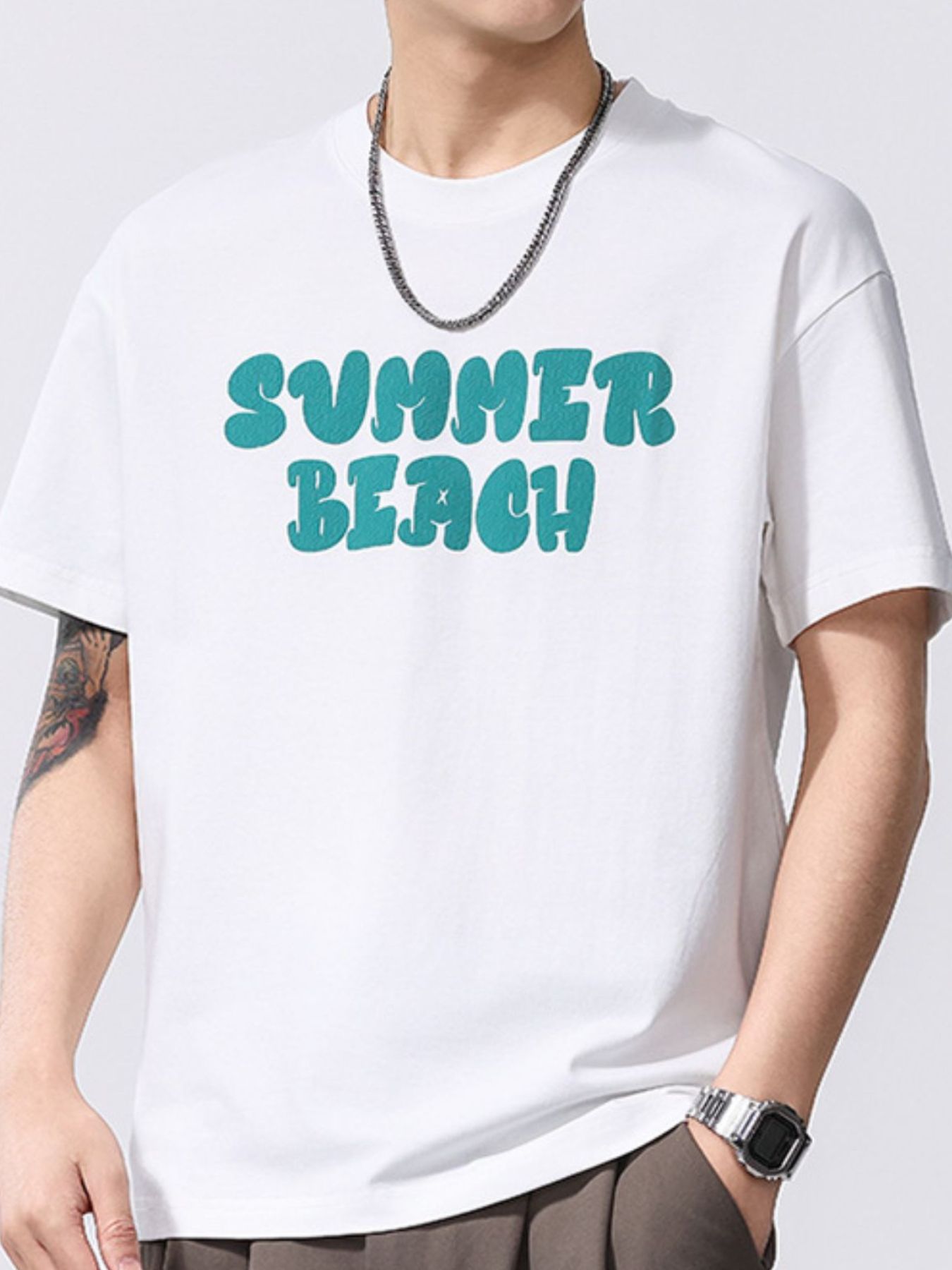 Men's Plus Size Letter Graphic Round Neck T-Shirt