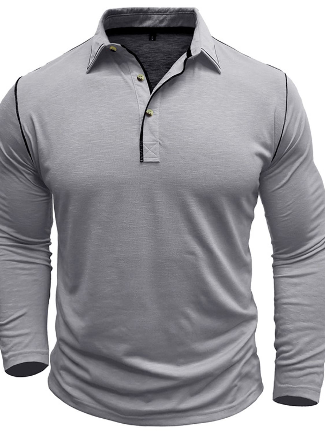Men's Button Detail Long Sleeve Polo