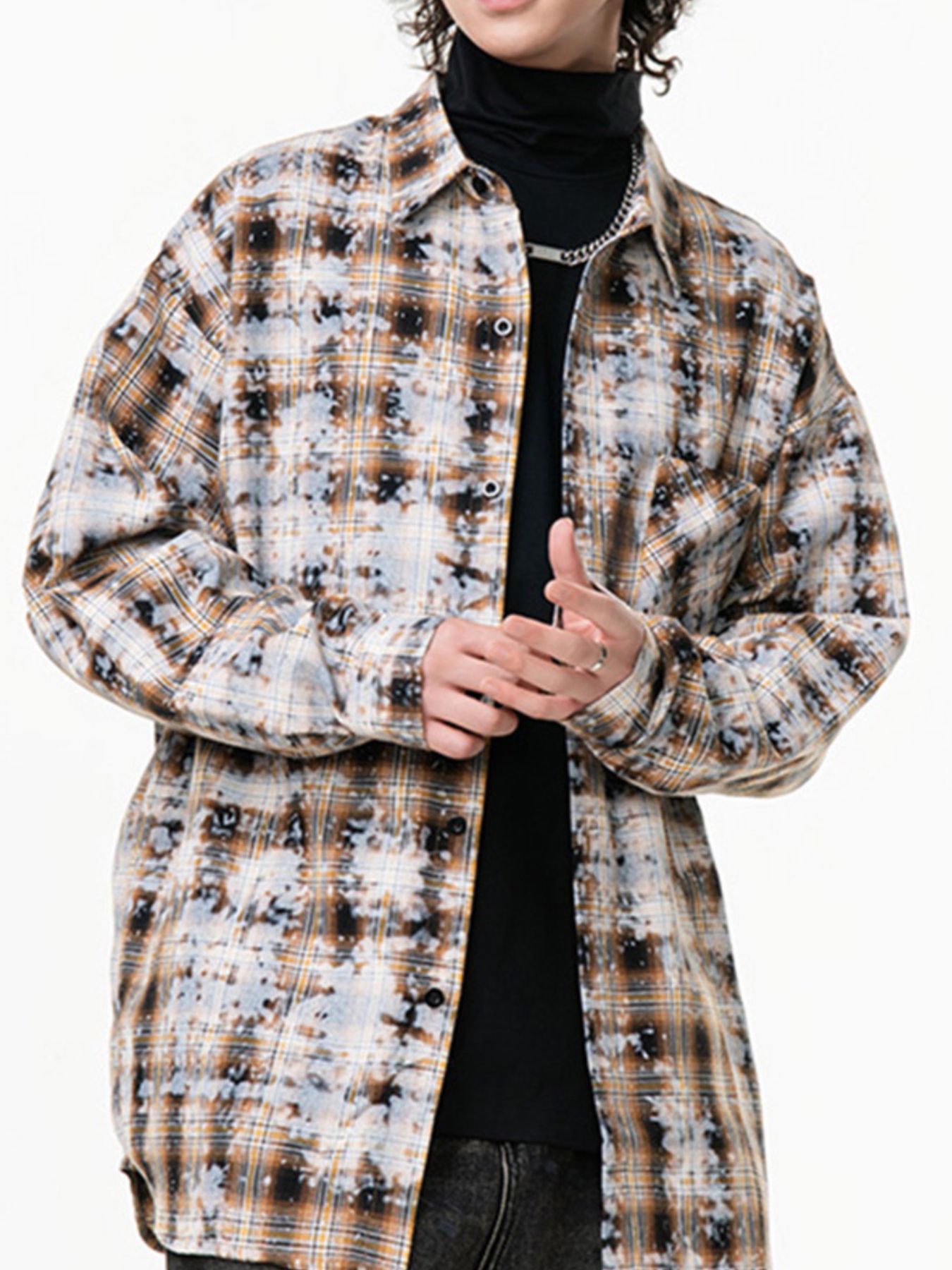 Men's Plus Size Plaid Button Up Long Sleeve Shirt