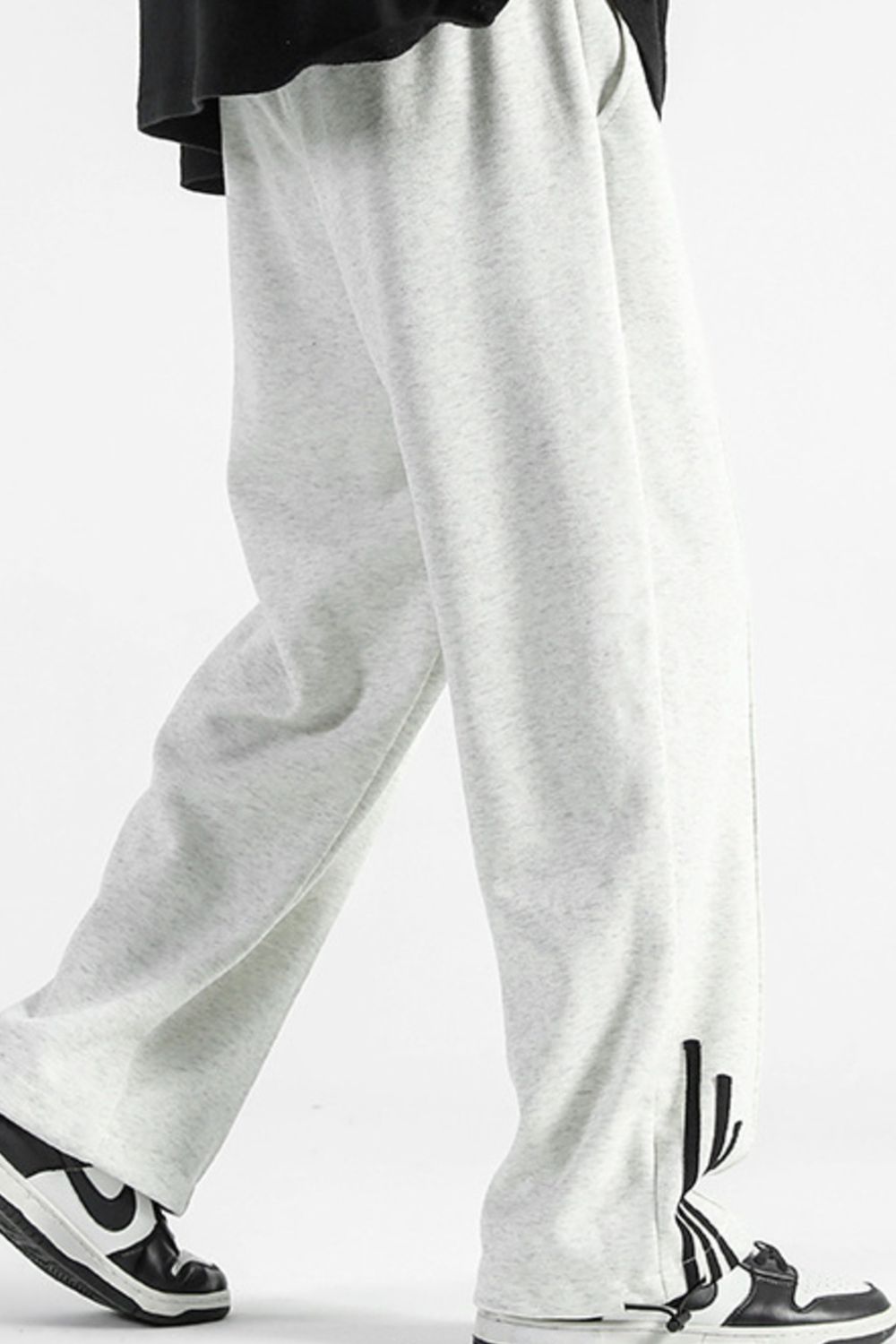 Men's Plus Size Casual Loose Fit Sweatpants with Striped Detail