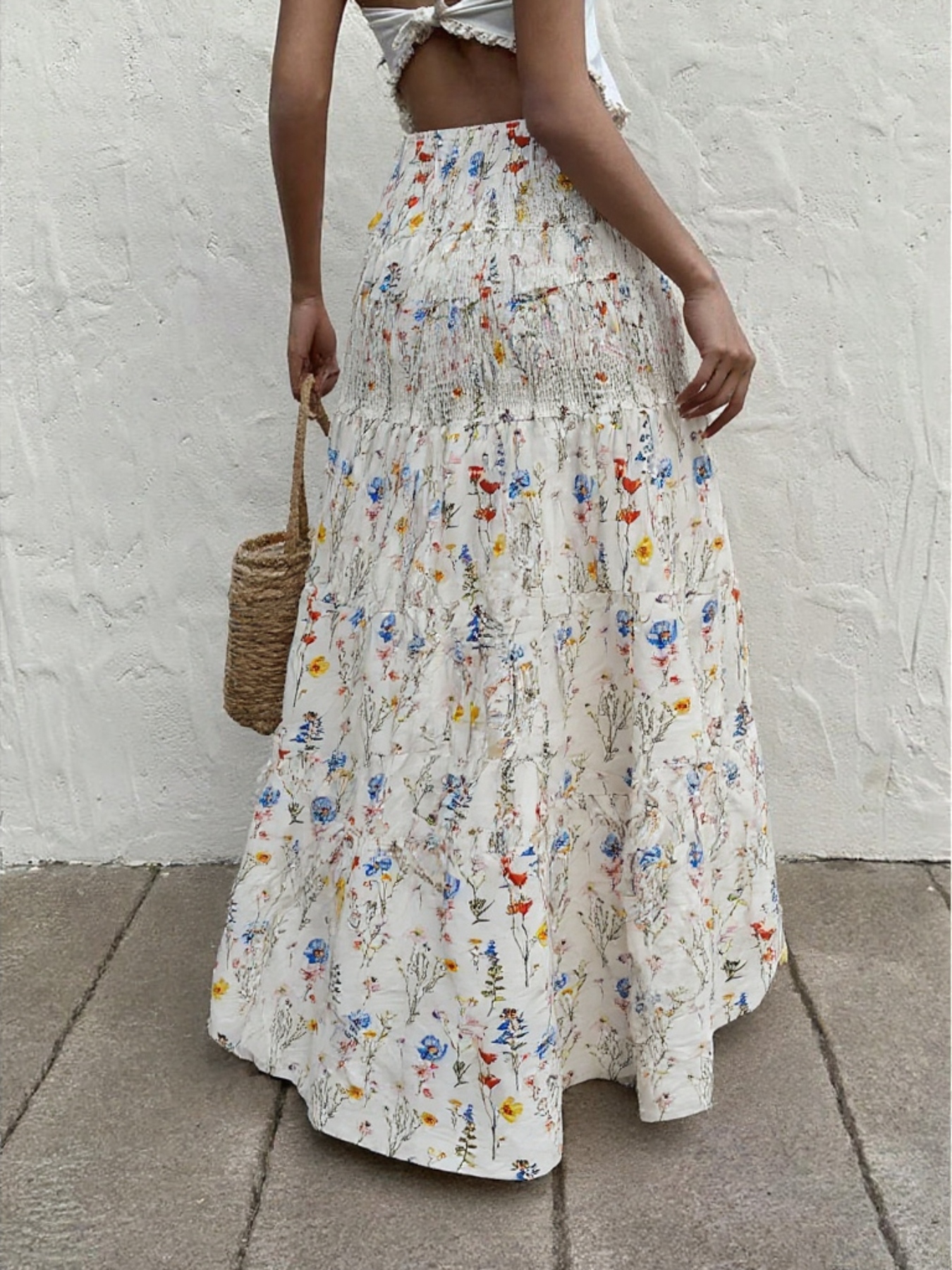 Floral Tiered Maxi Skirt