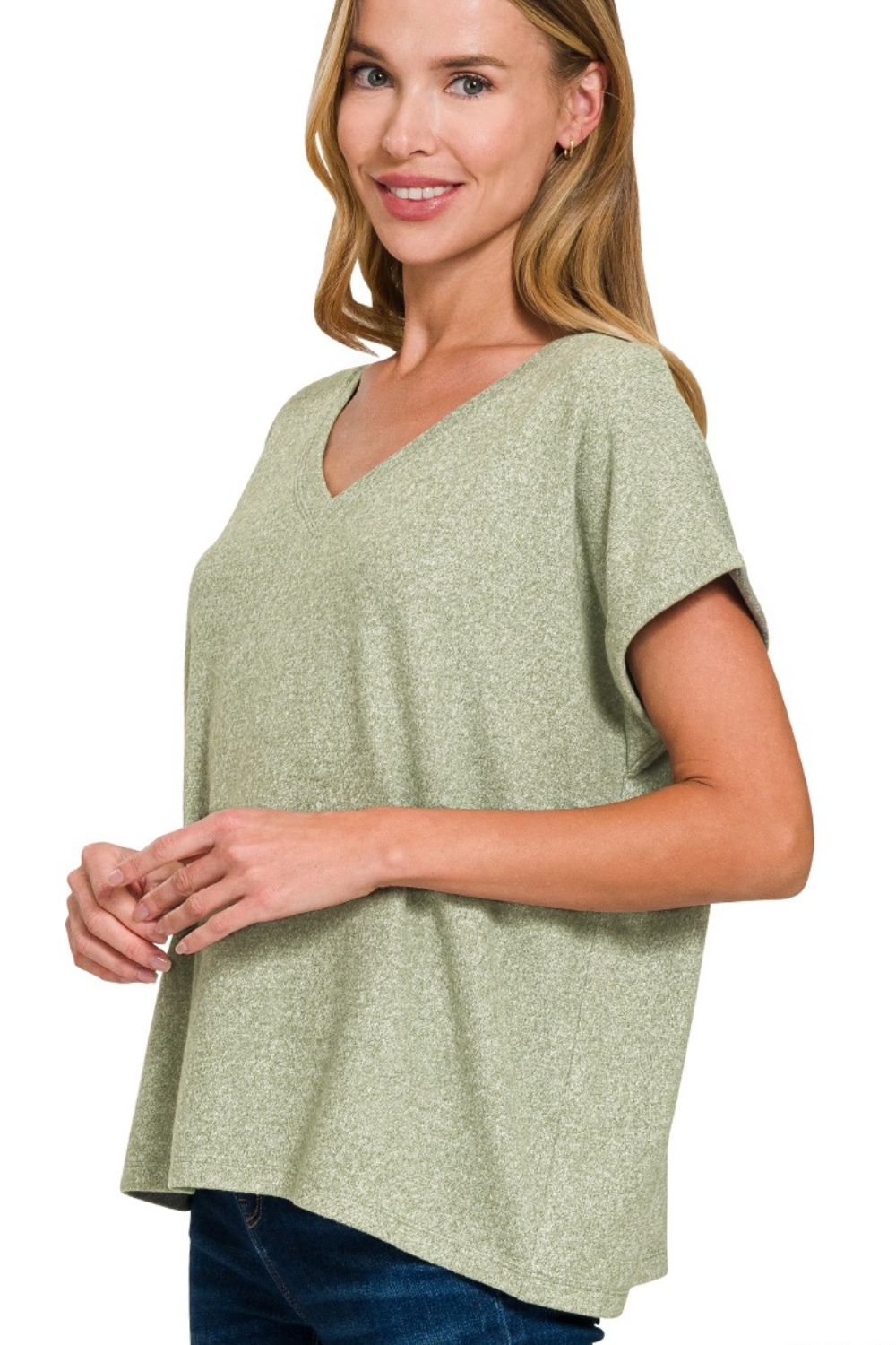 Soft Melange Hacci V-neck Tee